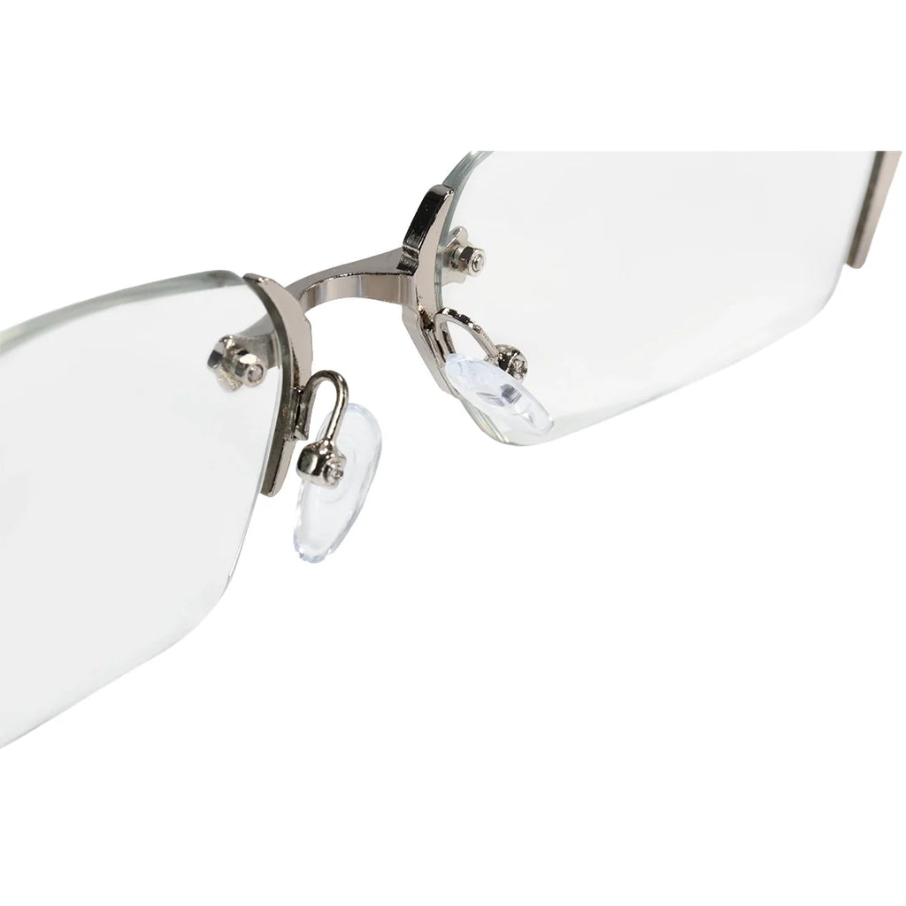 Retro Gothic Cross Rimless Square Glasses – Vintage Gold Frame Clear Lens Luxury Eyewear for Men & Women