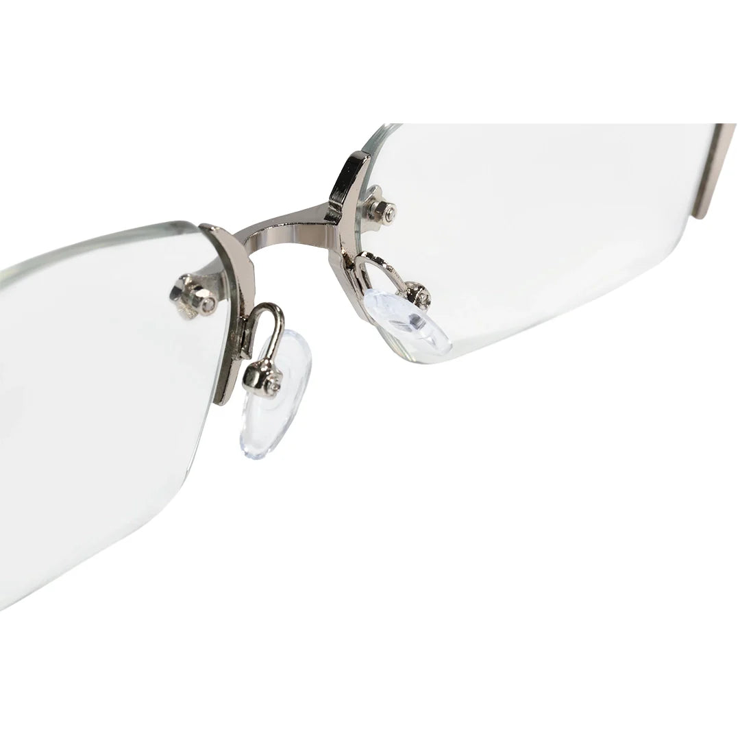 Retro Gothic Cross Rimless Square Glasses – Vintage Gold Frame Clear Lens Luxury Eyewear for Men & Women