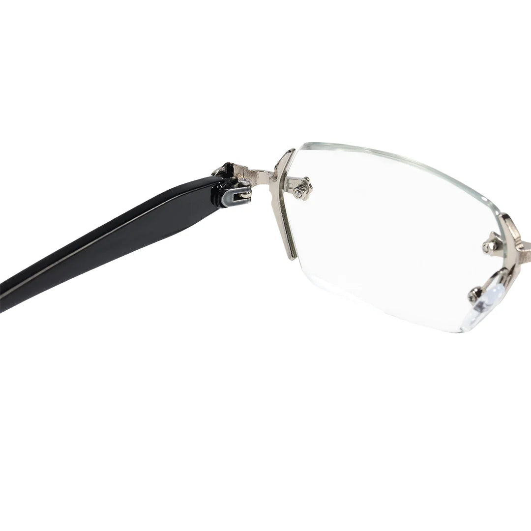 Retro Gothic Cross Rimless Square Glasses – Vintage Gold Frame Clear Lens Luxury Eyewear for Men & Women